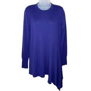 WORTH long line fine gauge knit wool asymmetric drape hem sweater size medium